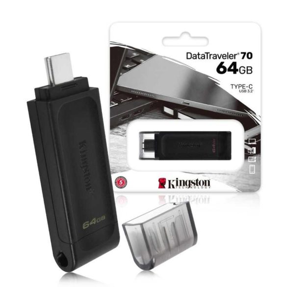 Pendrive 64 GB - Kingston DataTraveler 70 - USB‑C csatlakozóval.