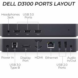   DELL D3100  Docking Station  19.5V / 3.34A (65W) tápegységgel                                                                                                                      