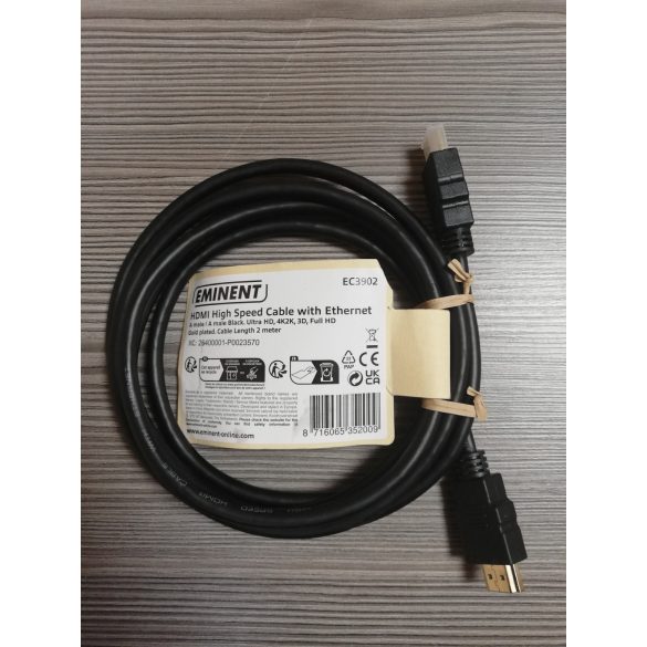 Eminent HDMI with Ethernet kábel 2 méter – nagyfelbontású kép- és hangátvitelhez