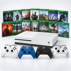   Microsoft Xbox One S játékcsomag | 1 TB | 4 kontroller | 14 játék | használt játékkonzol 12 hó garanciával 